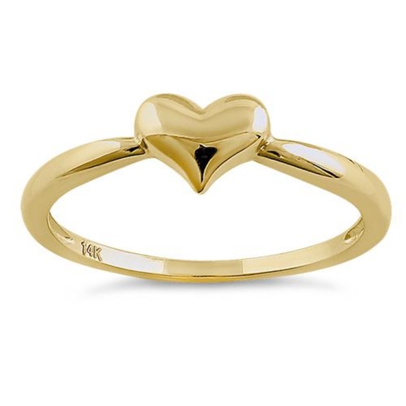 Solid 14K Yellow Gold Plush Heart Ring - Picture 2 of 4